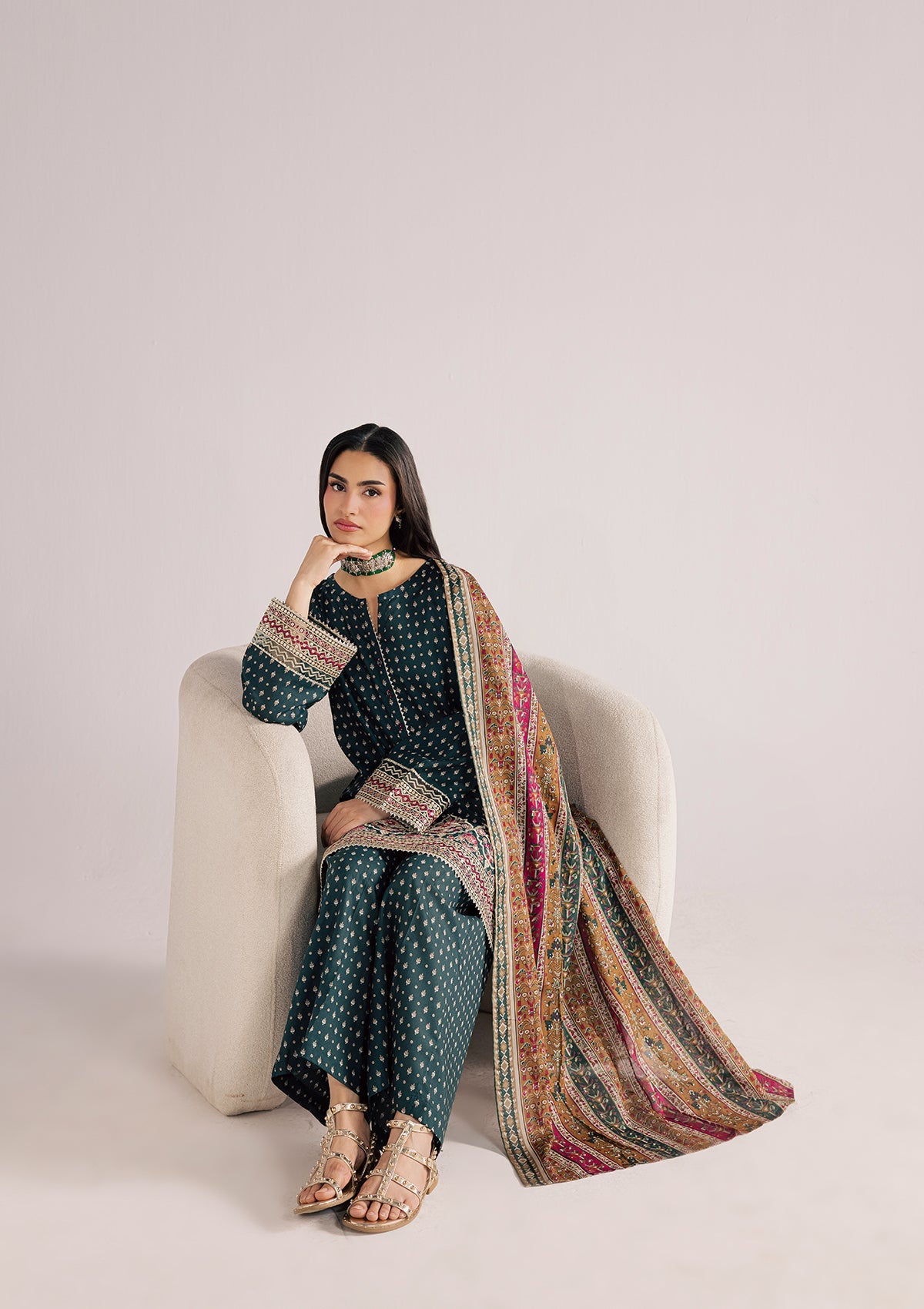 Pakistani Lawn Kurta Set Green Online in KSA Riyadh Saudi Arabia Oman Bahrain Qatar