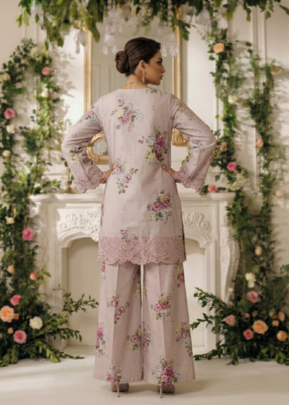 Pakistani Lawn Sharara Baby Pink Embroidered Online in Dubai DXB UAE Abudhabi Meena Bazaar