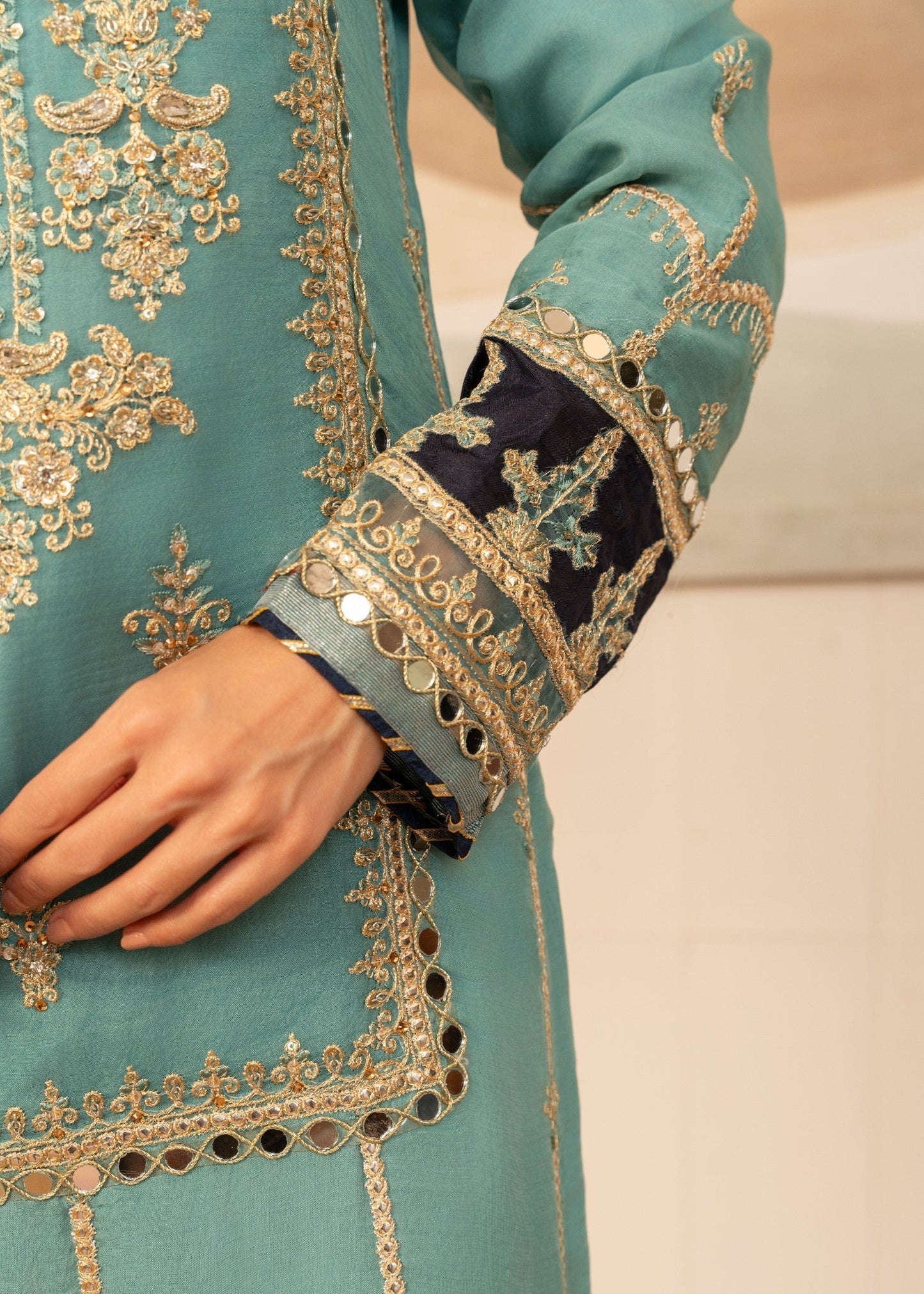 Pakistani Light Blue Embroidered Festive Kurta Set Online in KSA Riyadh Saudi Arabia Oman Bahrain Qatar
