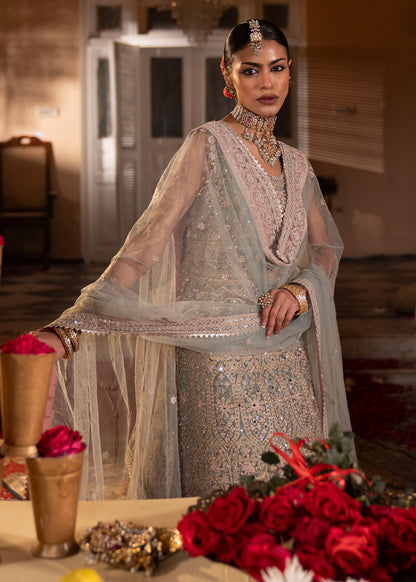 Pakistani Light Blue Net Sharara Suit Online in UK USA Canada