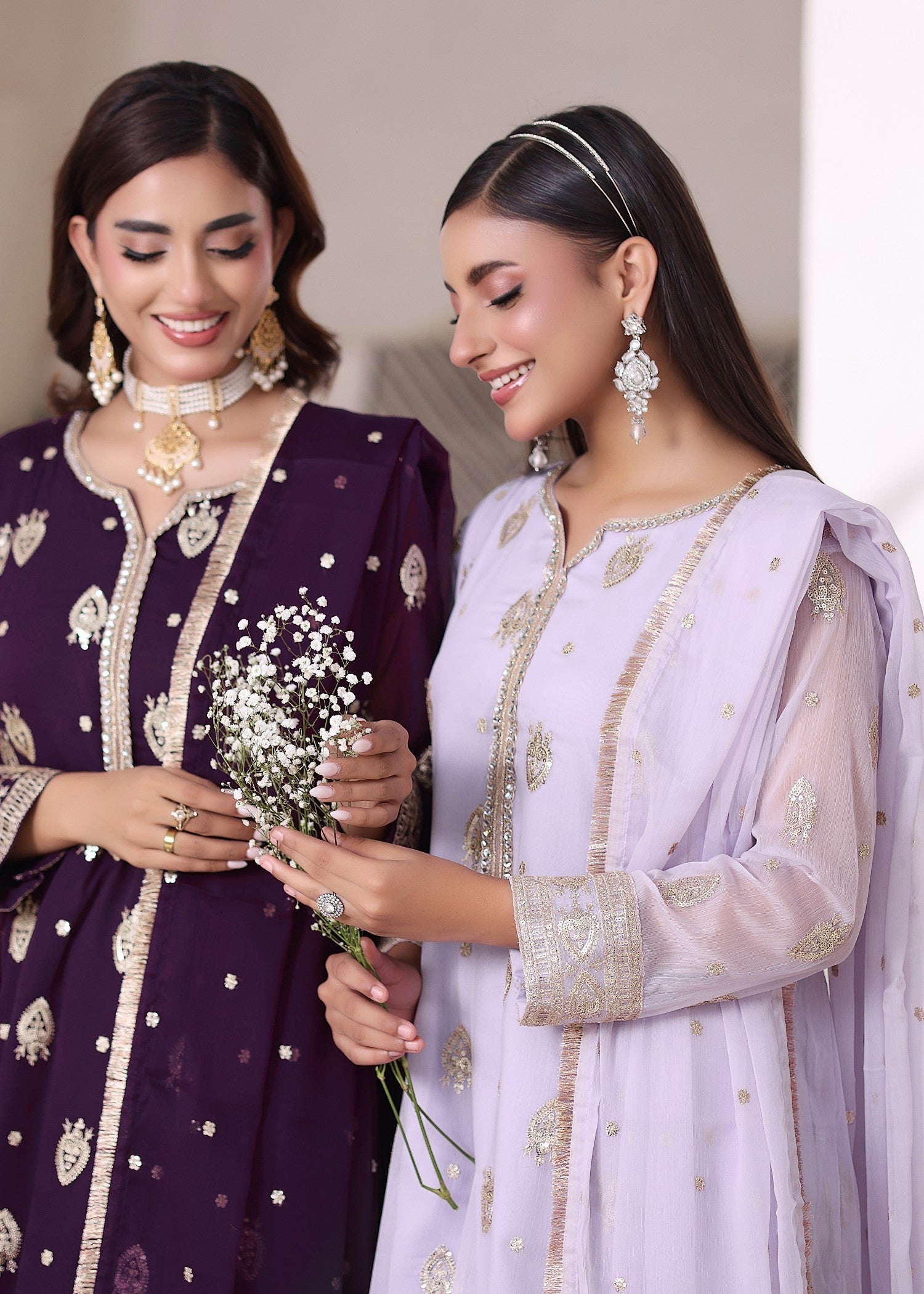 Pakistani Lilac Chiffon Pishwas Salwar Kameez Online in KSA Riyadh Saudi Arabia Oman Bahrain Qatar