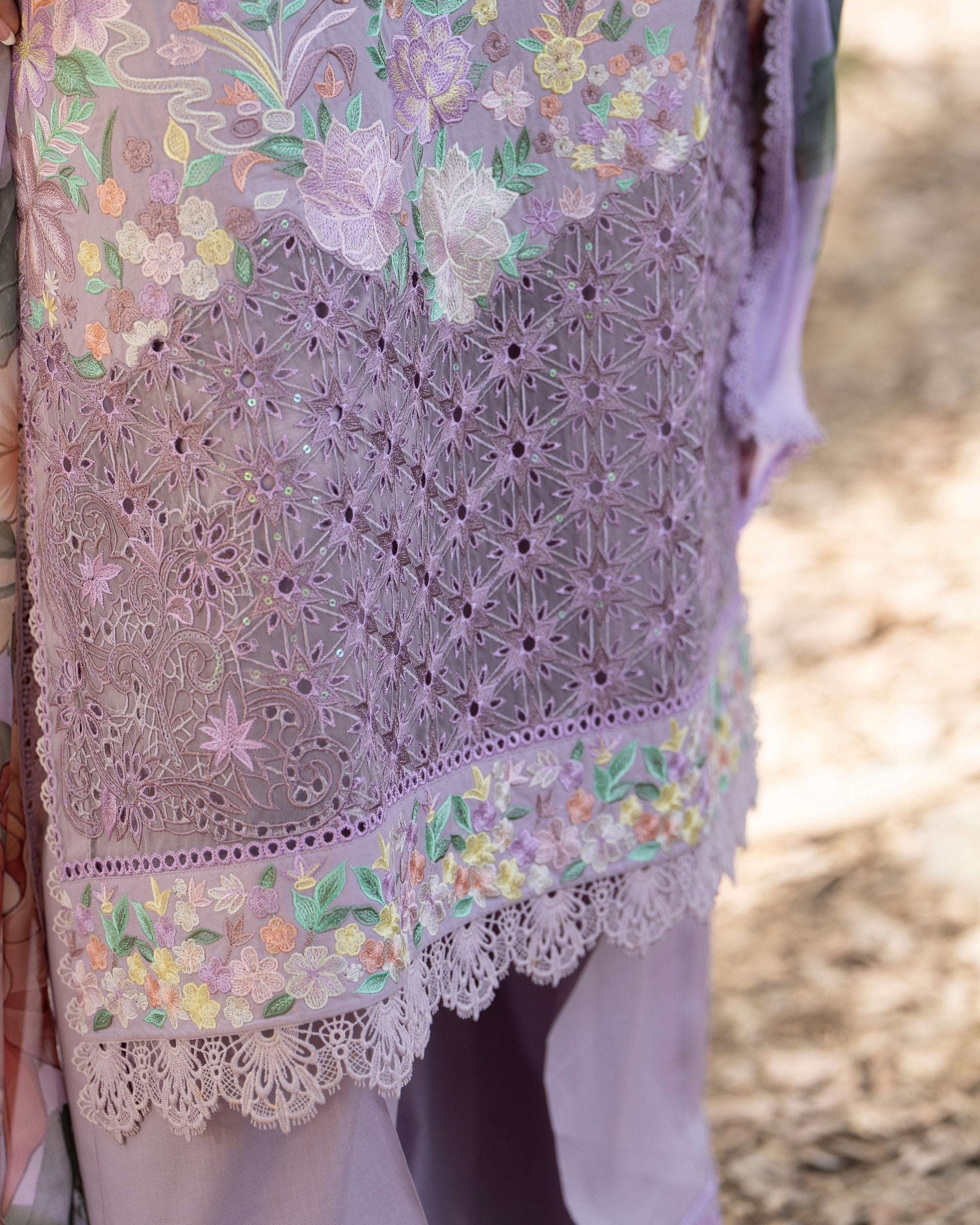 Pakistani Lilac Thread Work Suit for Women Online in KSA Riyadh Saudi Arabia Oman Bahrain Qatar