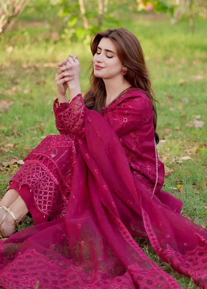 Pakistani Maroon Embroidered Organza Suit Online in KSA Riyadh Saudi Arabia Oman Bahrain Qatar