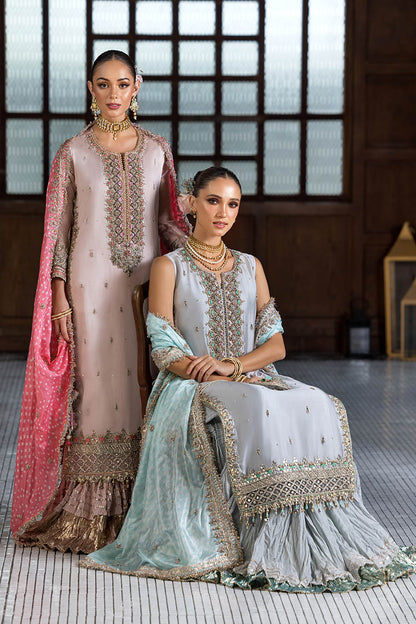 Pakistani Mehndi Outfits Gloss Silk Sharara Online in Dubai UAE Abudhabi Ajman Sharjah