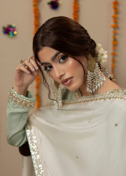 Pakistani Mint Green Silk Embroidered Kurta Suit Online in Dubai DXB UAE Abudhabi Meena Bazaar
