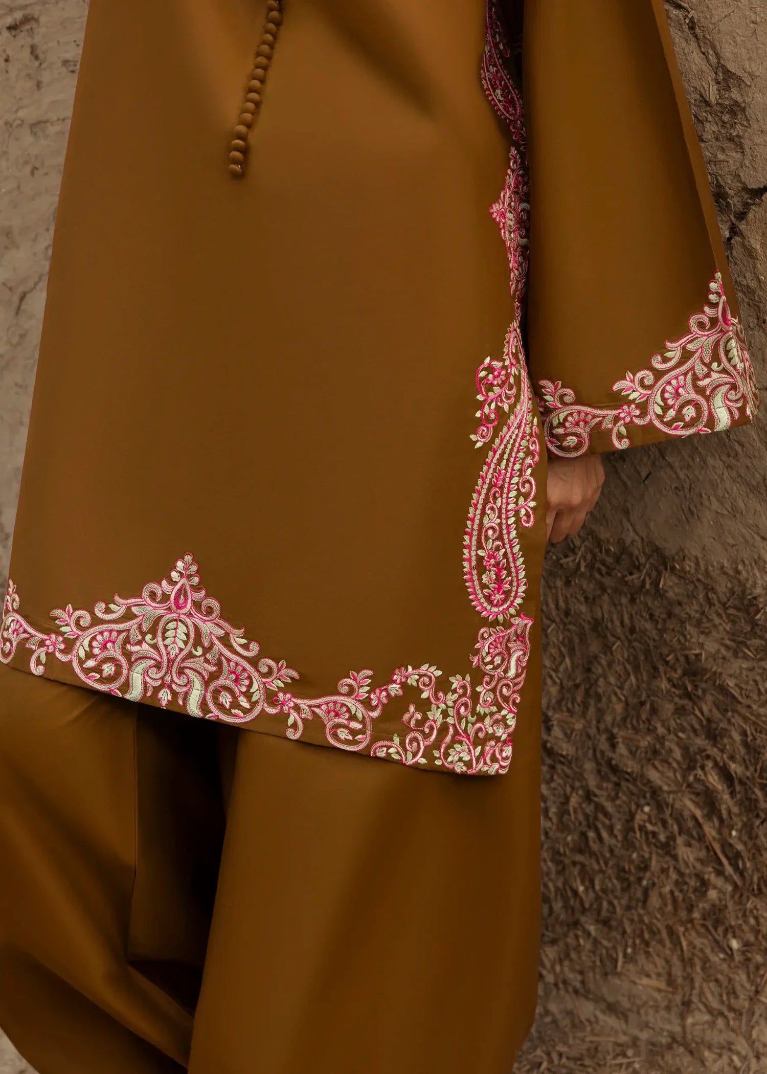 Pakistani Mocha Brown Embroidered Salwar Suit Online in KSA Riyadh Saudi Arabia Oman Bahrain Qatar