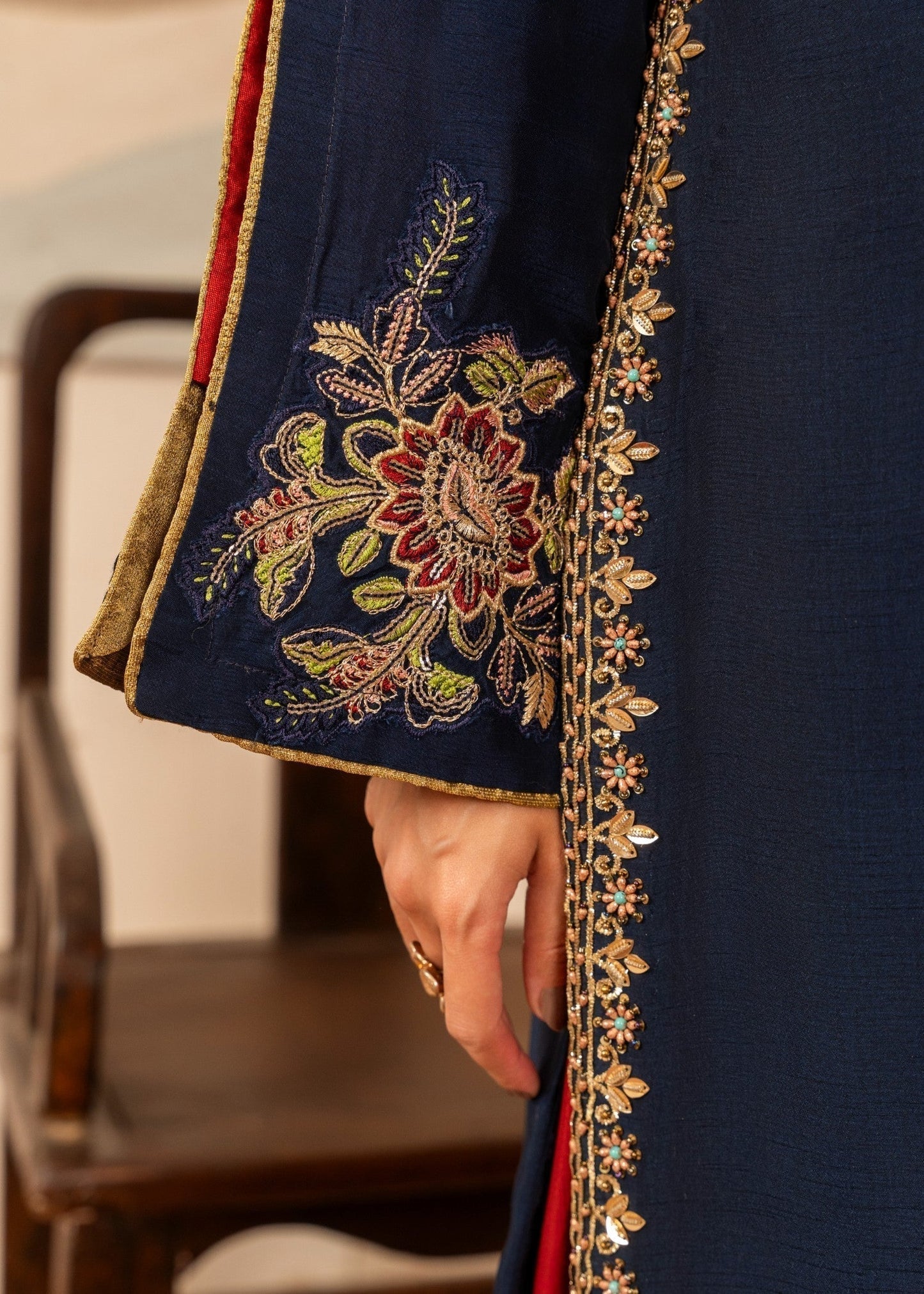 Pakistani Navy Blue Embellished Sharara Dress Online in KSA Riyadh Saudi Arabia Oman Bahrain Qatar