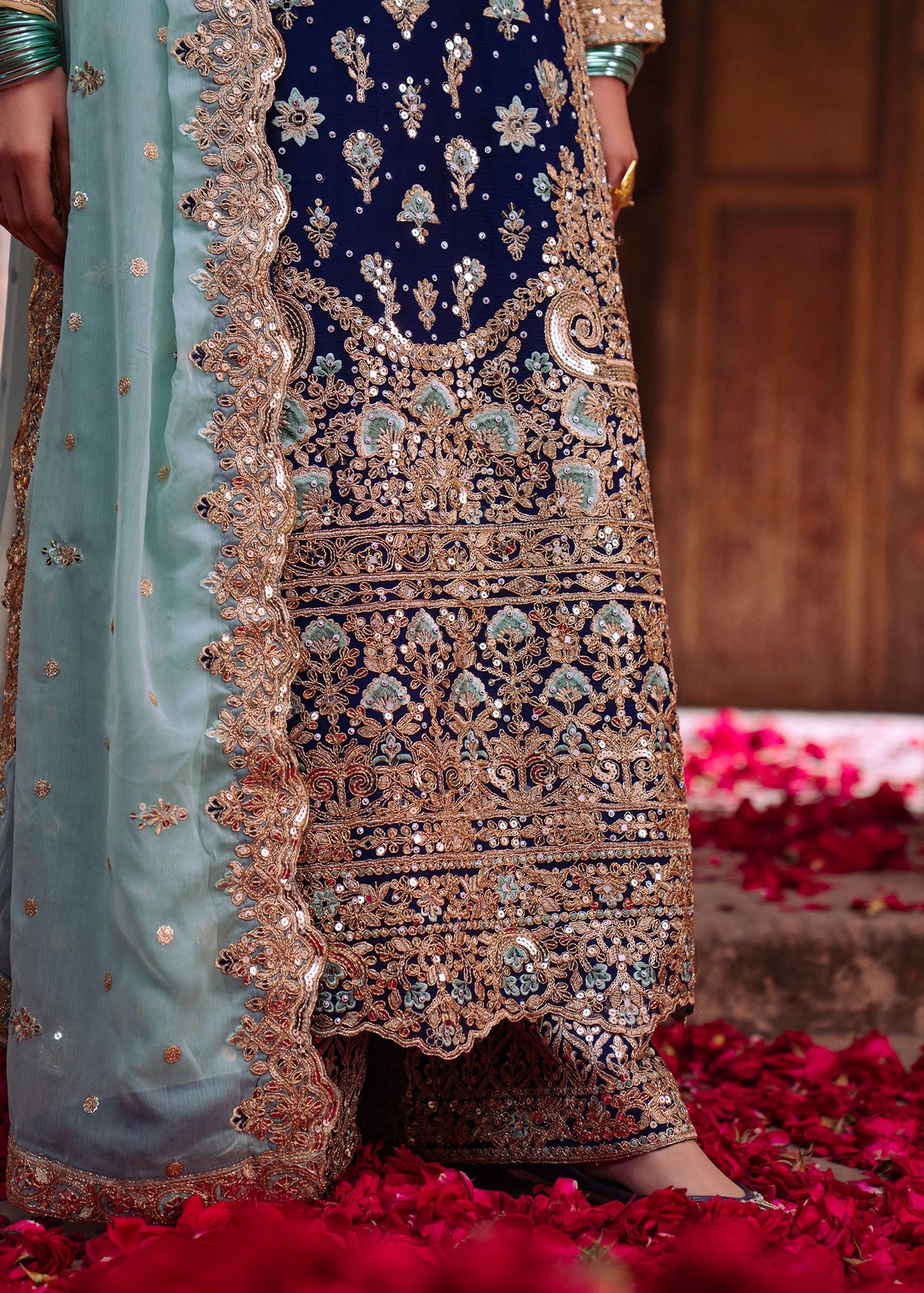 Pakistani Navy Blue Embroidered Chiffon Suit Online in KSA Riyadh Saudi Arabia Oman Bahrain Qatar