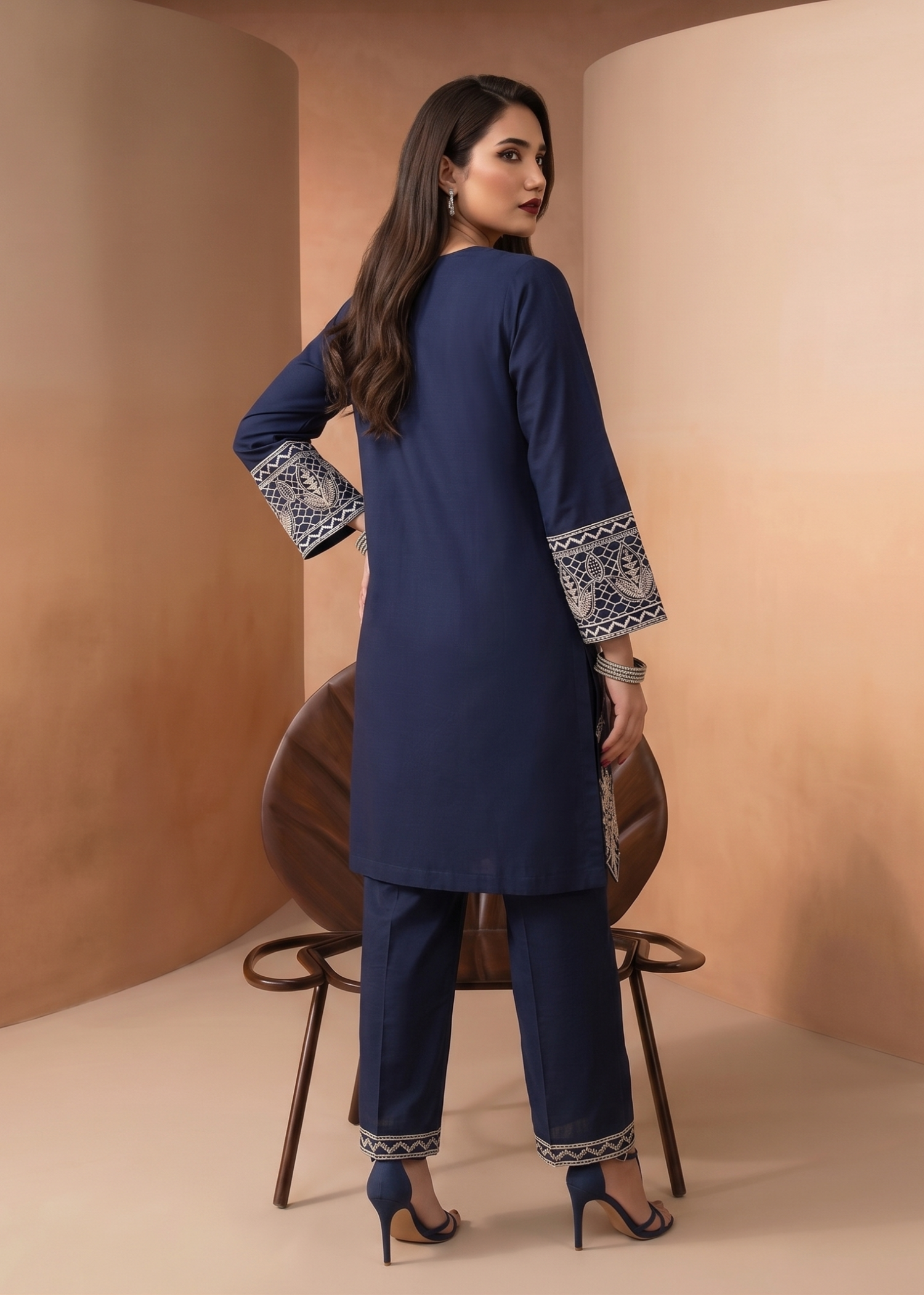 Pakistani Navy Blue Lawn Embroidered Suit Online in KSA Riyadh Saudi Arabia Oman Bahrain Qatar