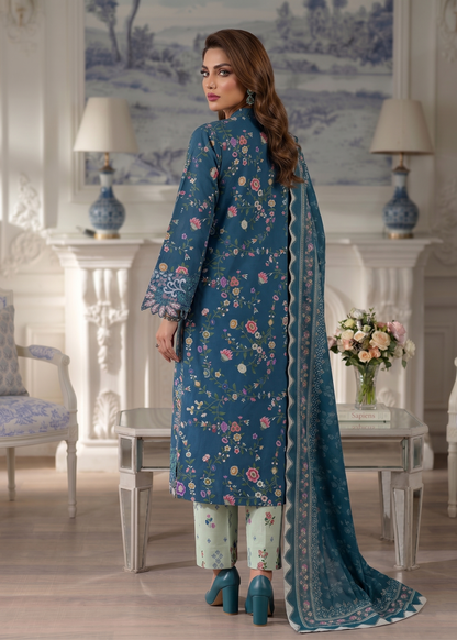 Pakistani Navy Blue Lawn Festive Wear Salwar Kameez Online in KSA Riyadh Saudi Arabia Oman Bahrain Qatar