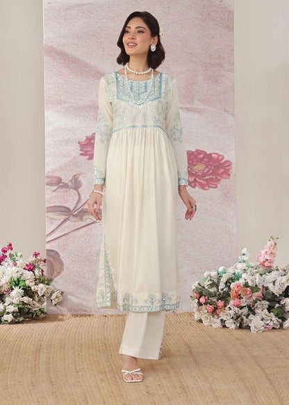 Pakistani Off-White Lawn Embroidered Suit Online in Dubai UAE Abudhabi Ajman Sharjah