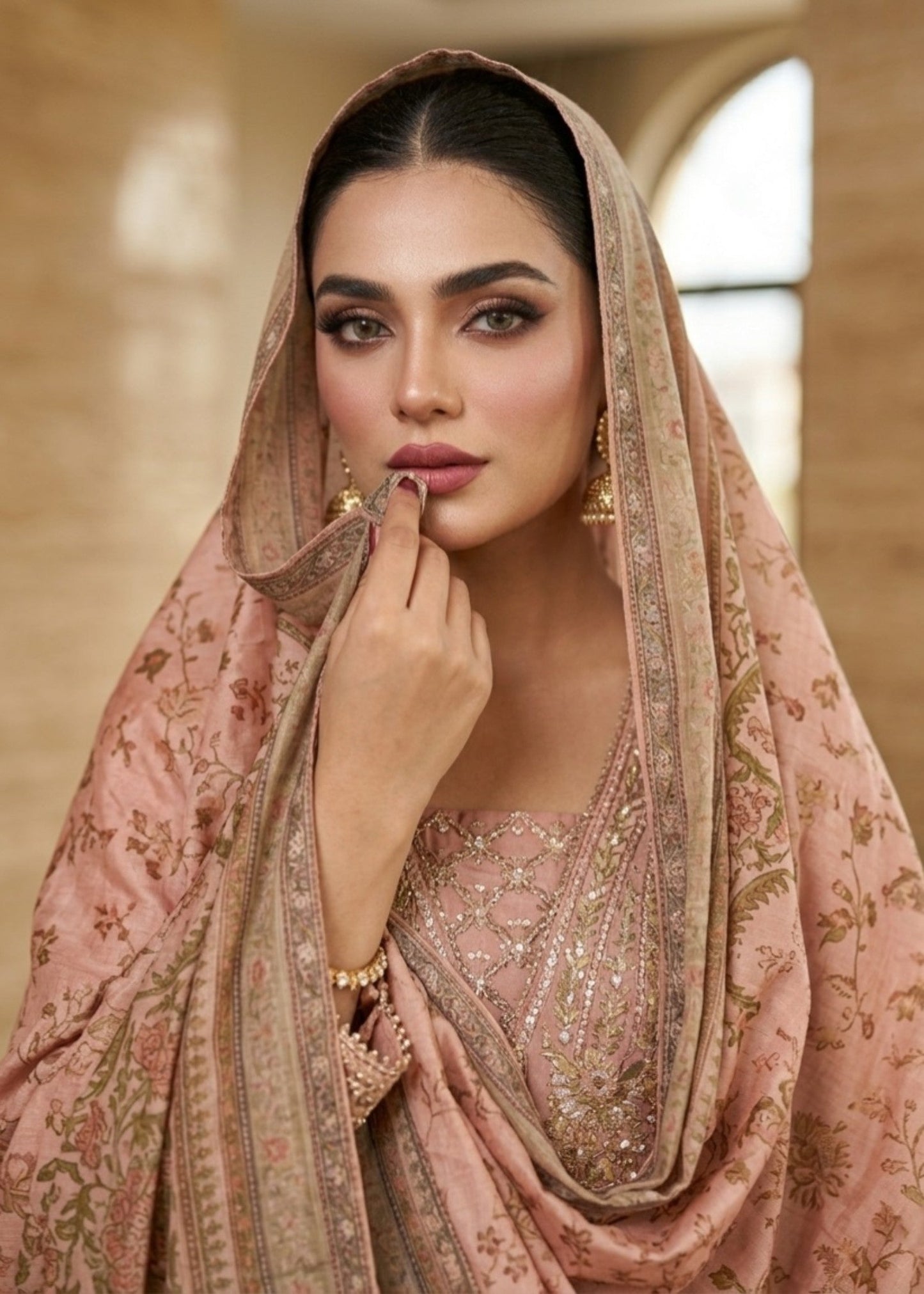 Pakistani Peach Farshi Shalwar for Party Online in Dubai UAE Abudhabi Ajman Sharjah
