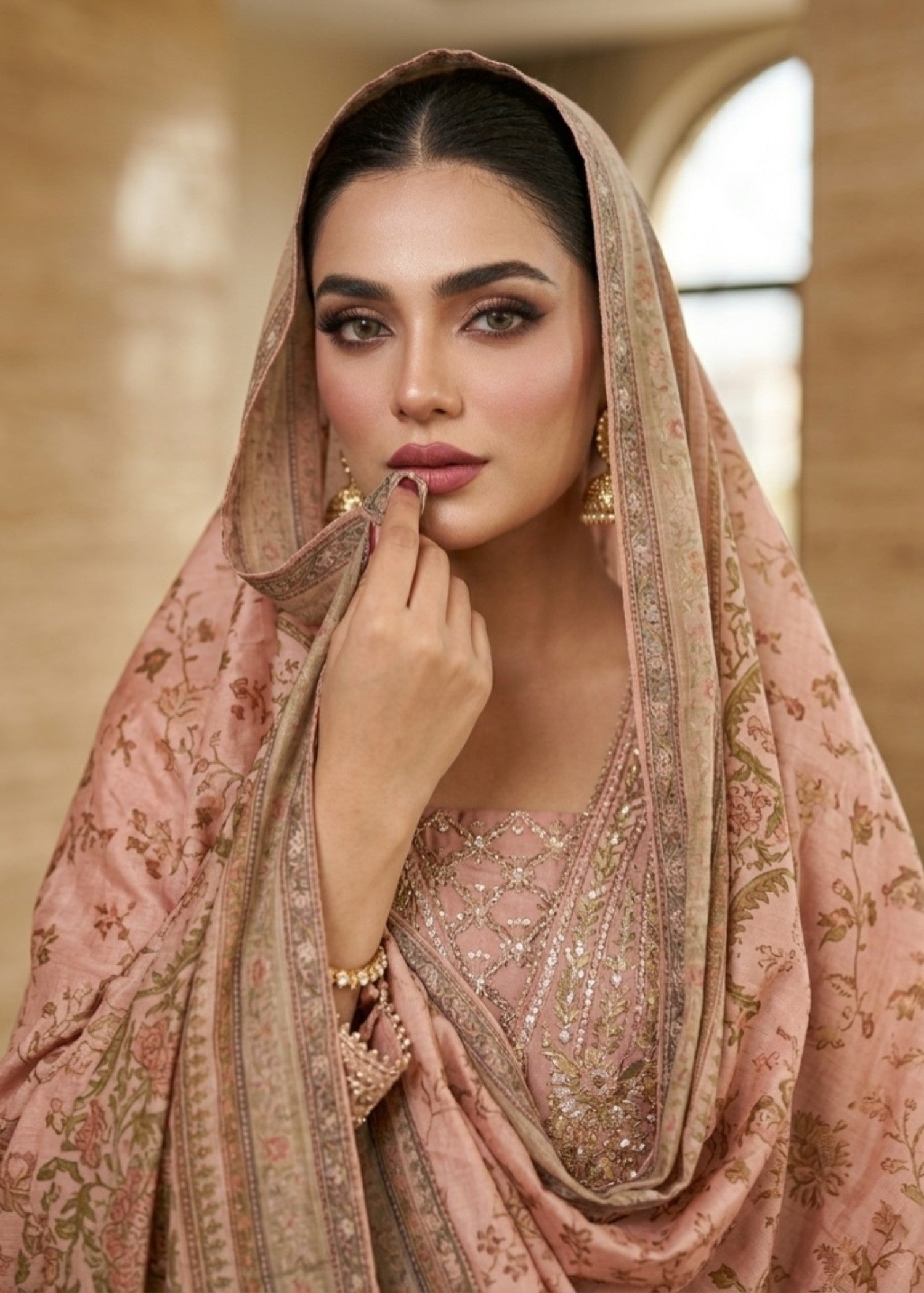 Pakistani Peach Farshi Shalwar for Party Online in Dubai UAE Abudhabi Ajman Sharjah