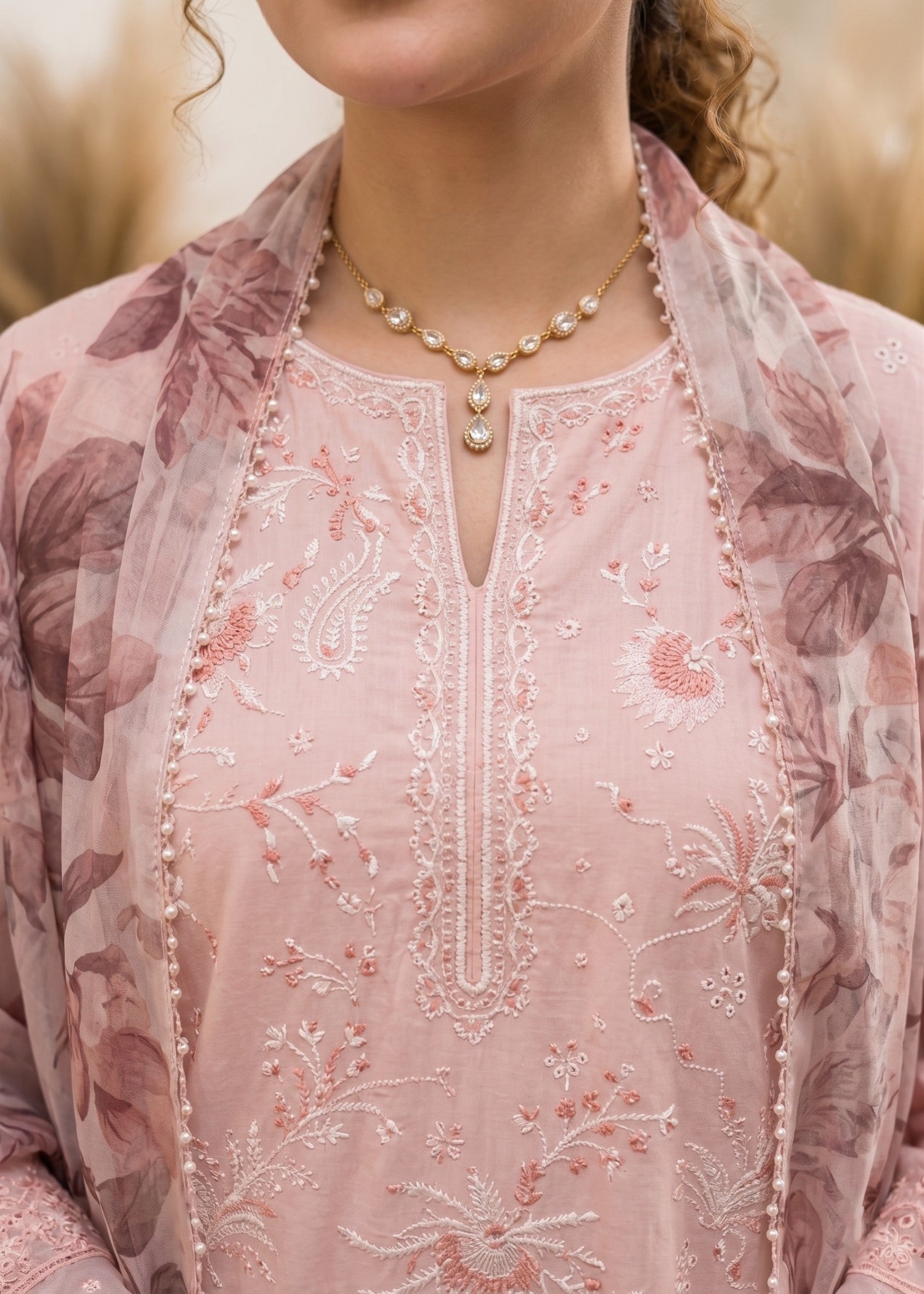 Pakistani Pink Cotton Salwar Kameez Embroidered Online in KSA Riyadh Saudi Arabia Oman Bahrain Qatar