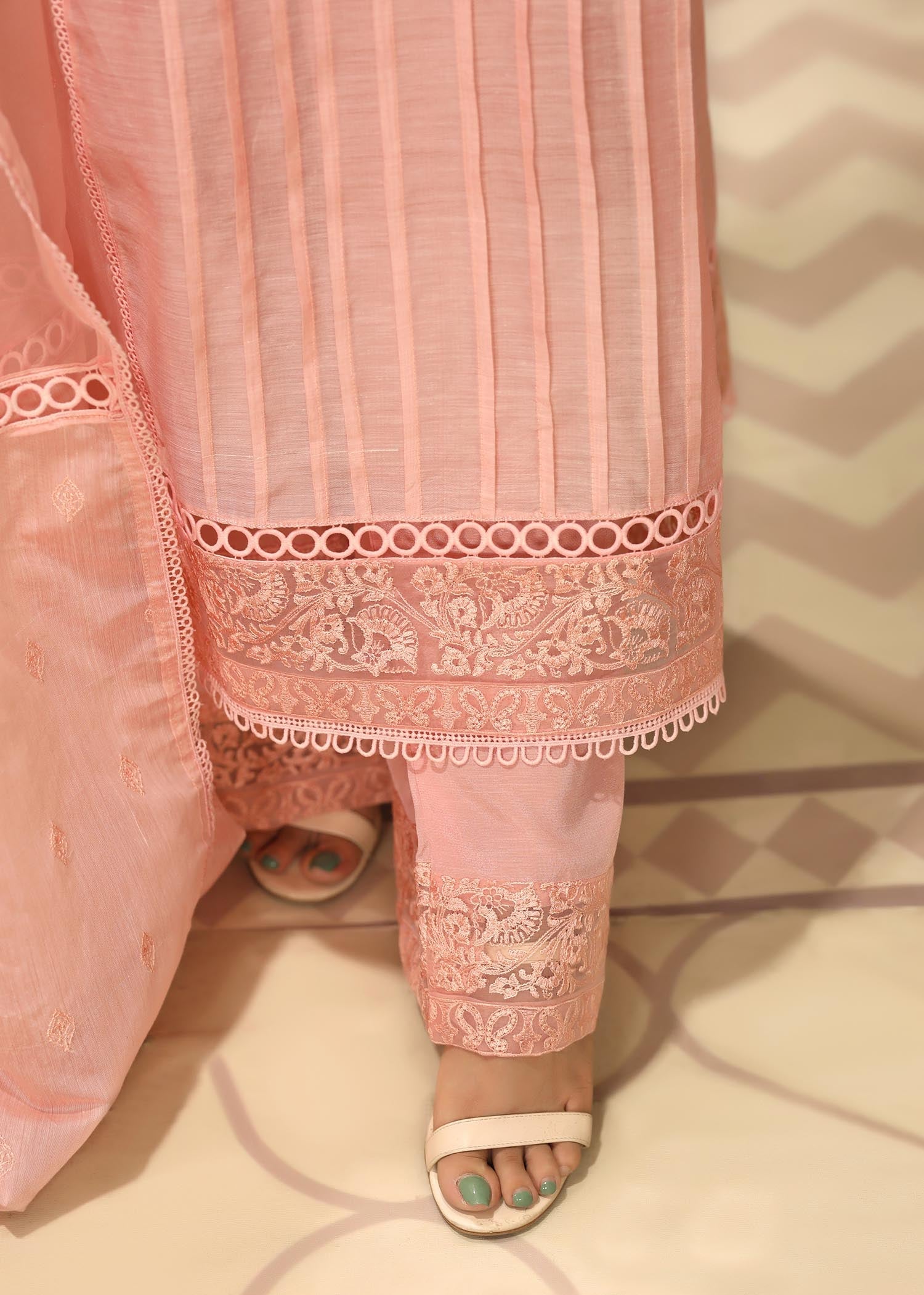 Pakistani Pink Embroidered Cotton Suit for Women Online in KSA Riyadh Saudi Arabia Oman Bahrain Qatar