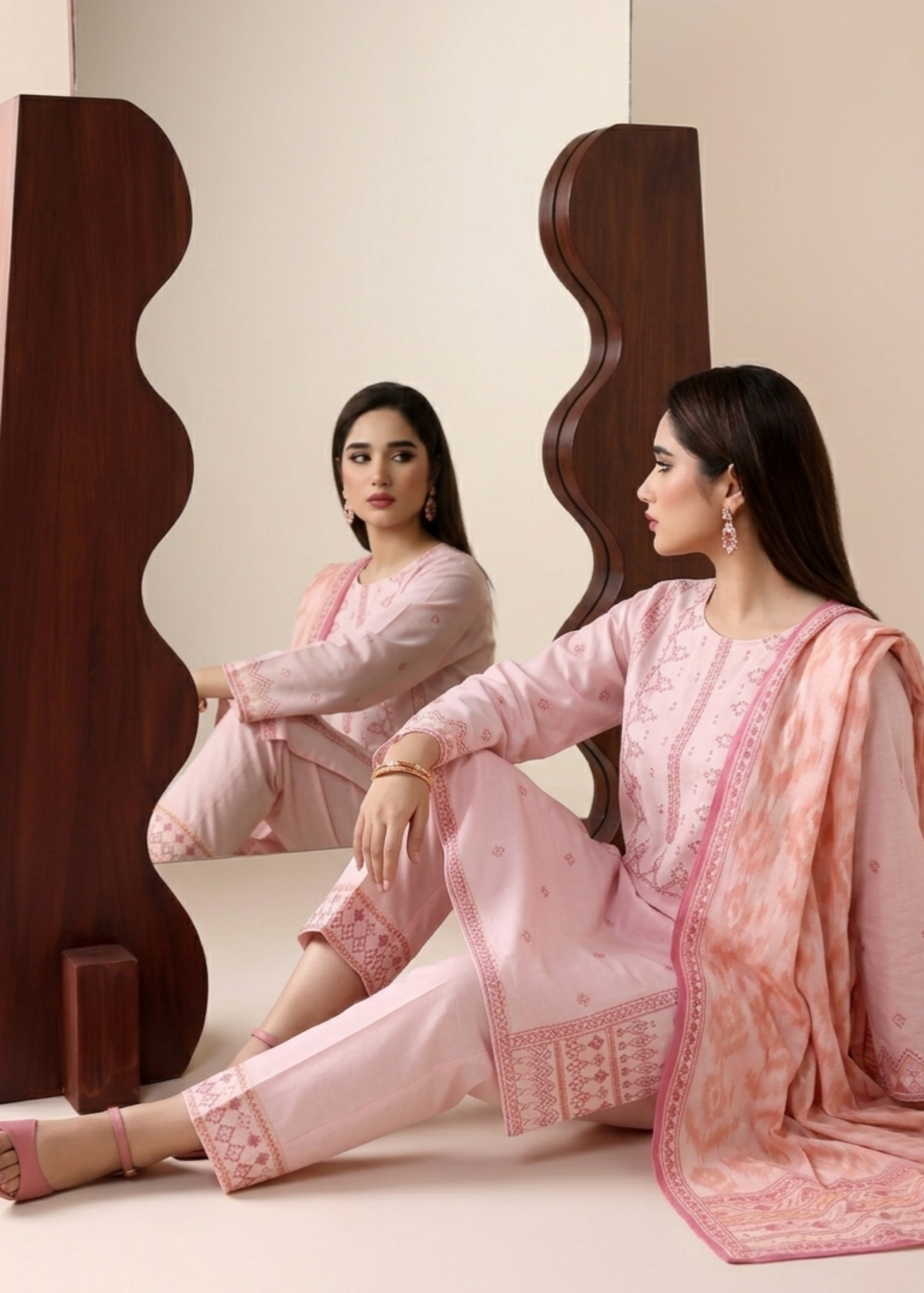 Pakistani Pink Embroidered Lawn Suit for Women Online in KSA Riyadh Saudi Arabia Oman Bahrain Qatar