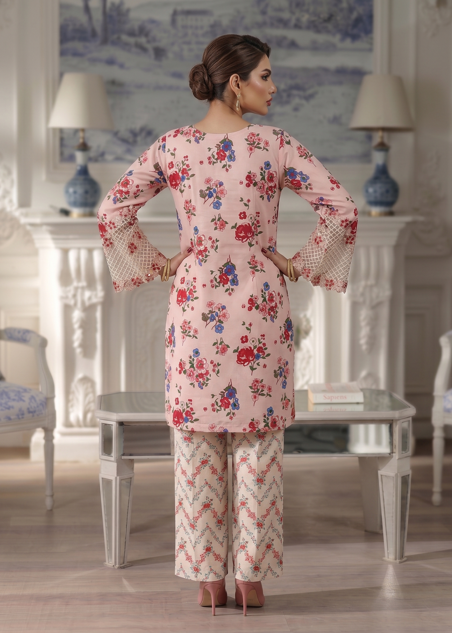 Pakistani Pink Lawn Embroidered Suit Online in KSA Riyadh Saudi Arabia Oman Bahrain Qatar