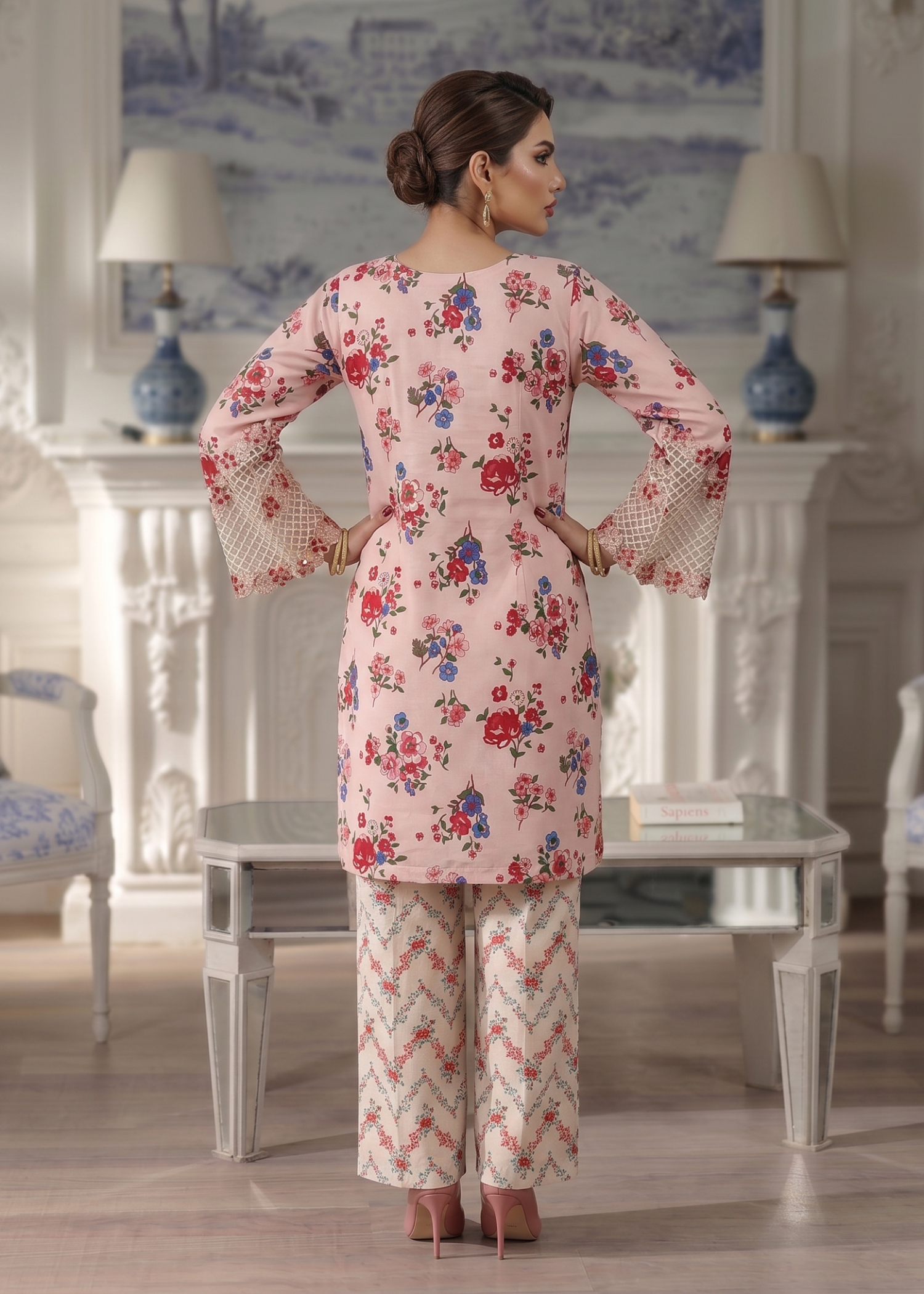 Pakistani Pink Lawn Embroidered Suit Online in KSA Riyadh Saudi Arabia Oman Bahrain Qatar