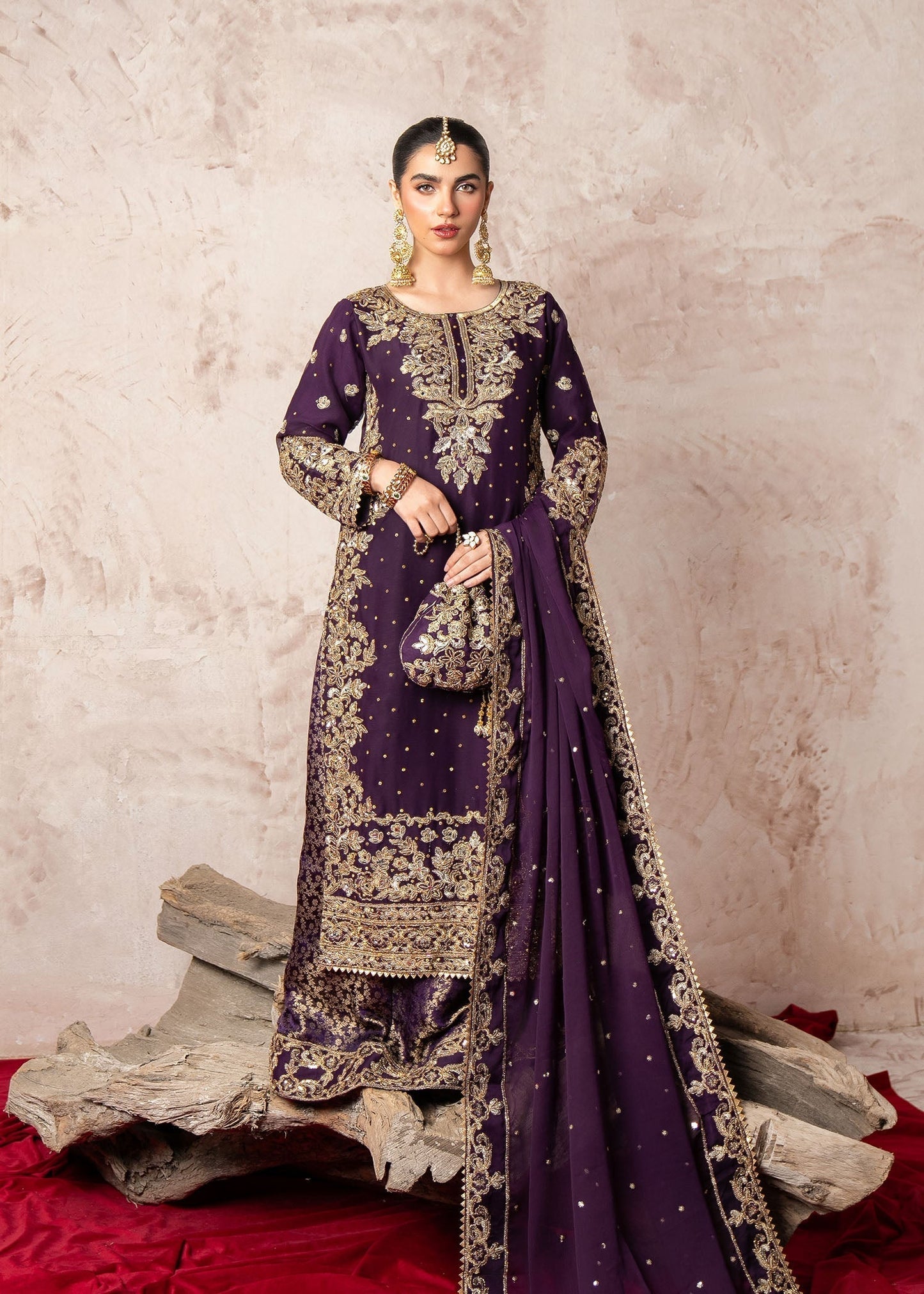 Pakistani Purple Chiffon Party Wear Dress Online in KSA Riyadh Saudi Arabia Oman Bahrain Qatar