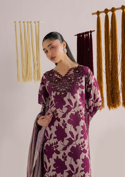 Pakistani Purple Lawn Suit with Dupatta Online in KSA Riyadh Saudi Arabia Oman Bahrain Qatar