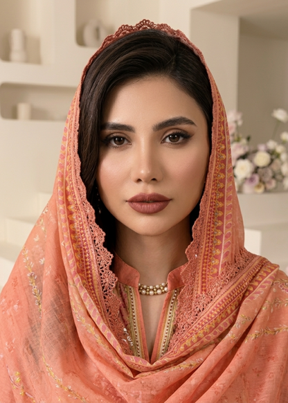 Pakistani Raw Silk Coral Pink Suit Online in KSA Riyadh Saudi Arabia Oman Bahrain Qatar