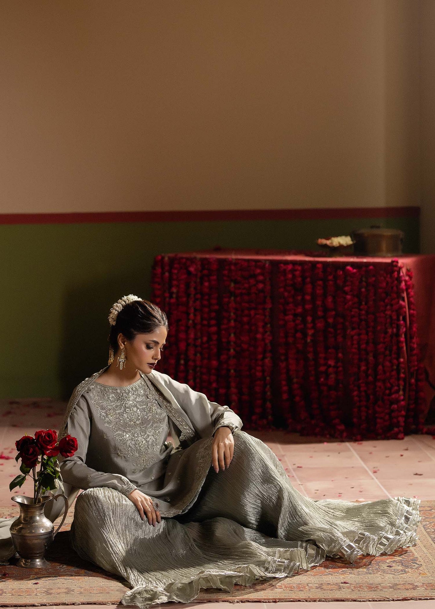 Pakistani Raw Silk Sharara for Women Online in KSA Riyadh Saudi Arabia Oman Bahrain Qatar