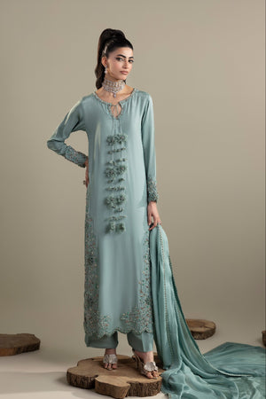 Pakistani Raw Silk Three Piece Outfit Online in UK USA Canada