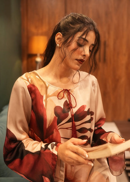 Printed Satin Silk A-Line Kaftan Online in Sri Lanka India Australia
