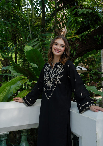 Black Khaddar 2 Piece Kurta Set Online in UK USA Canada