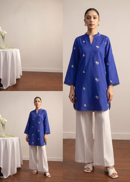 Ladies Blue Embroidered Lawn Kurta Set Online in UK USA Canada