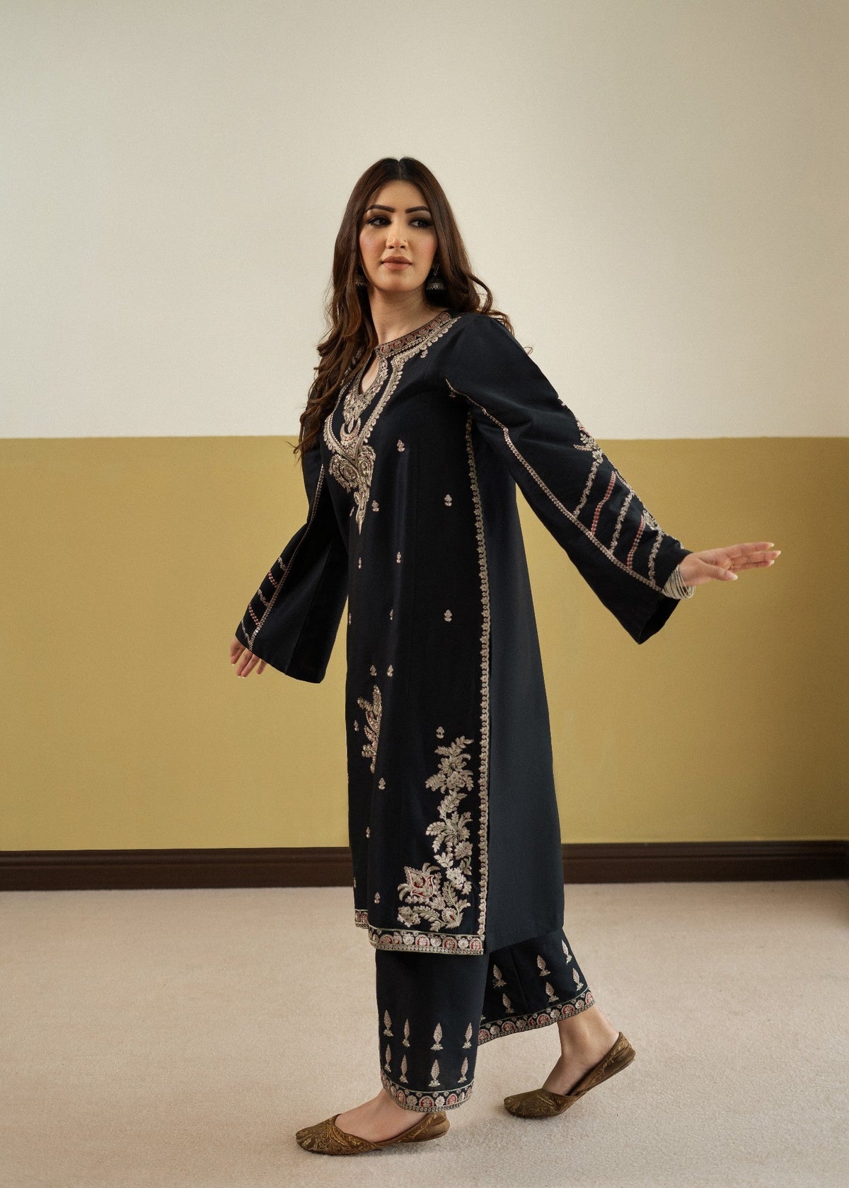 Summer Wear Black Lawn Kurta Set Online in Sri Lanka India Australia