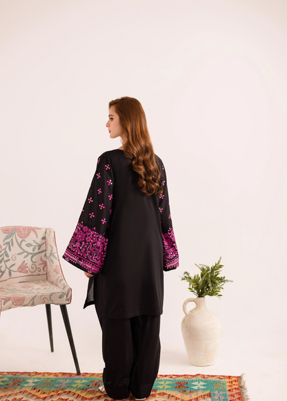 Ladies Black Embroidered Lawn Shalwar Kameez Online in UK USA Canada