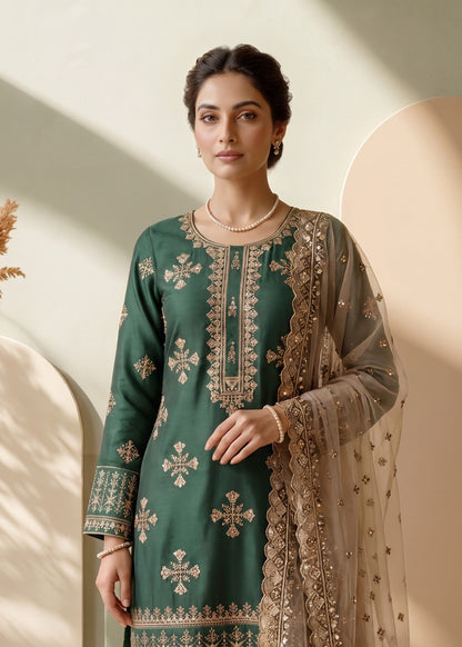Pakistani Designer Green Organza Gharara Online in KSA Riyadh Saudi Arabia Oman Bahrain Qatar