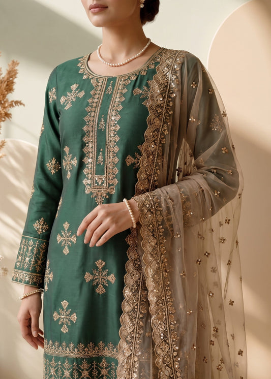 Festive Party Wear Green Organza Gharara Online in Sri Lanka India Australia