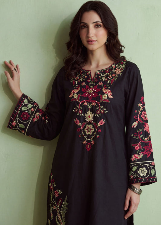 Black Embroidered Lawn Pakistani Clothes Daily Wear Online in Dubai DXB UAE Abudhabi Meena Bazaar