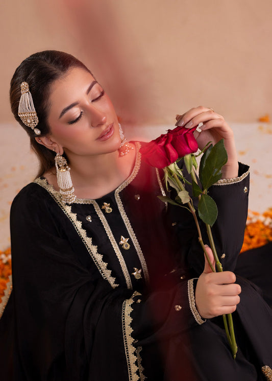 Black Raw Silk Festive Suit Online in Sri Lanka India Australia