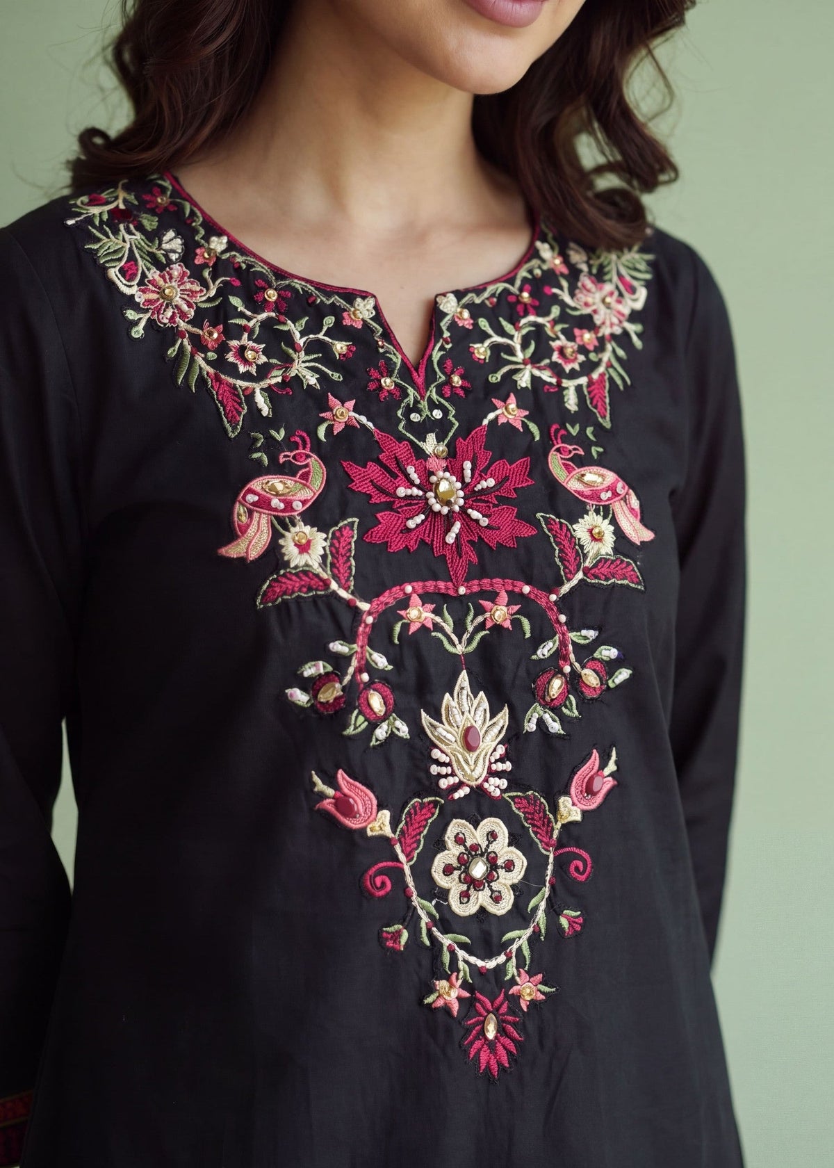 Ladies Embroidered Black Shalwar Kameez with Voile Dupatta Online in UK USA Canada