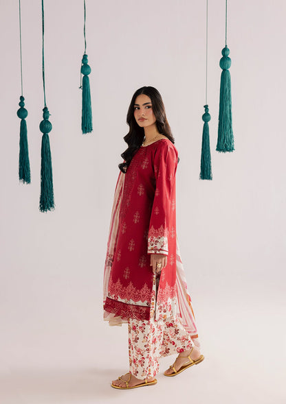 Pakistani Red Lawn Embroidered Suit Online in KSA Riyadh Saudi Arabia Oman Bahrain Qatar