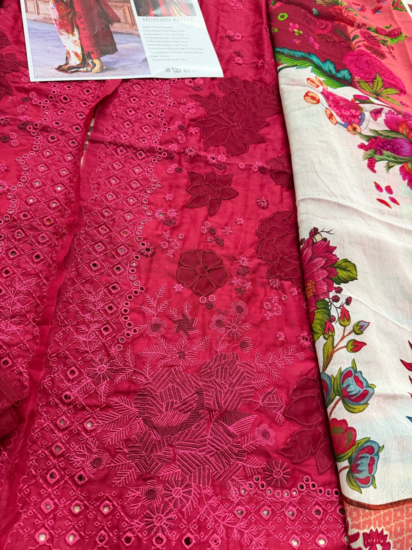 Pakistani Red Lawn Suit Unstitched Online in KSA Riyadh Saudi Arabia Oman Bahrain Qatar