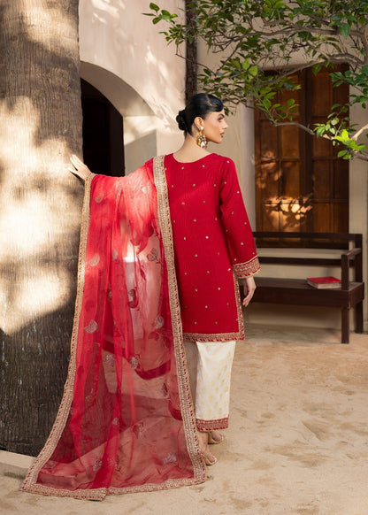 Pakistani Red Raw Silk Partywear Salwar Suit Online in KSA Riyadh Saudi Arabia Oman Bahrain Qatar