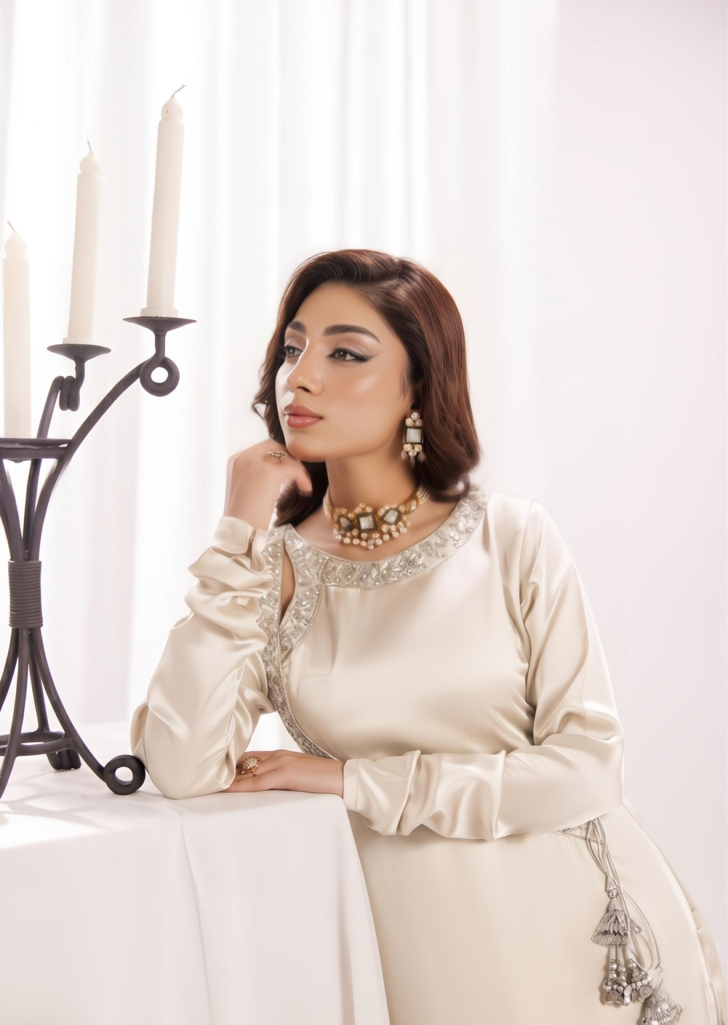 Pakistani Silk Kurta Set with Stone Work Online in KSA Riyadh Saudi Arabia Oman Bahrain Qatar