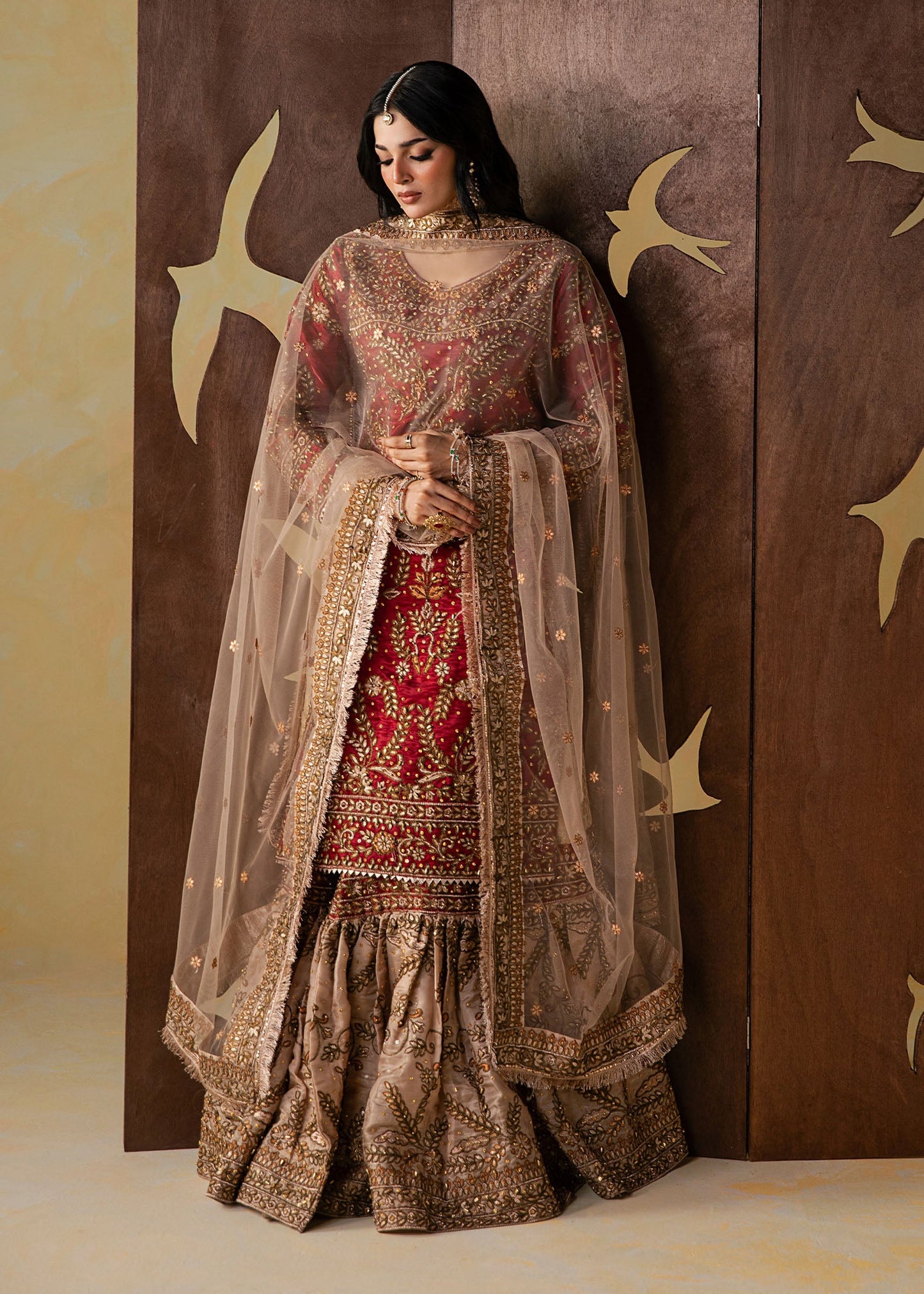 Pakistani Wedding Guest Embroidered Silk Gharara Online in KSA Riyadh Saudi Arabia Oman Bahrain Qatar