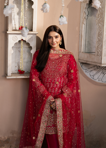 Pakistani Wedding Guest Wear Deep Pink Charmuse Suit Online in KSA Riyadh Saudi Arabia Oman Bahrain Qatar