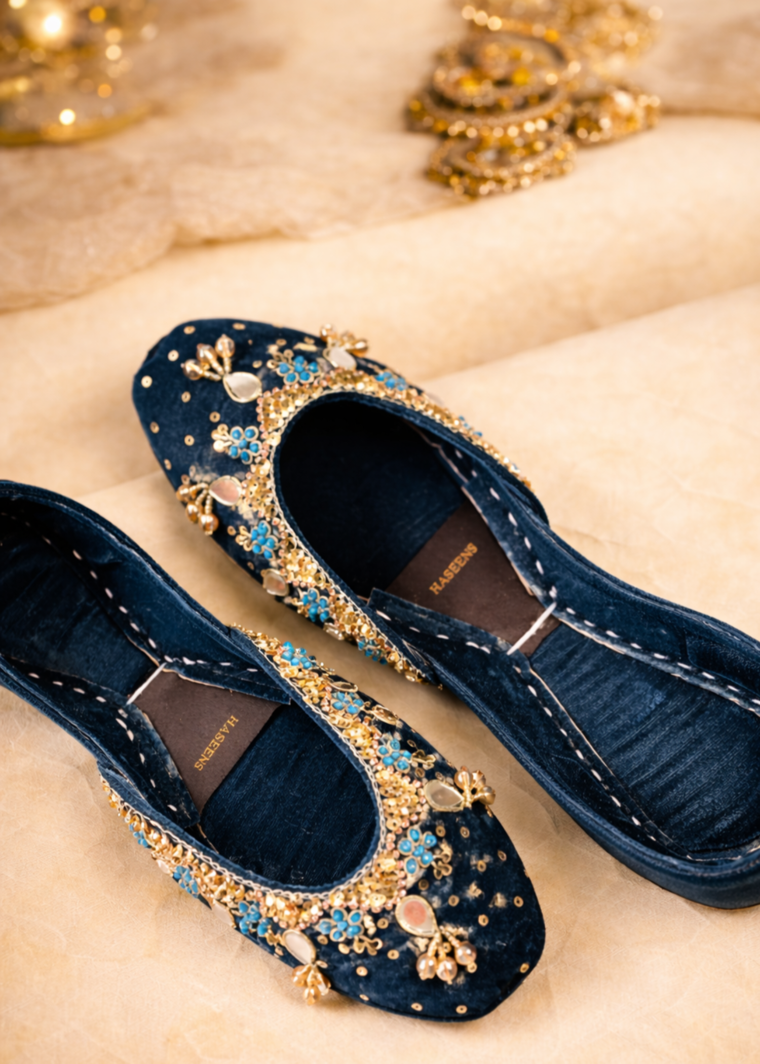Pakistani Wedding Khussa Navy Blue Online in UK USA Canada