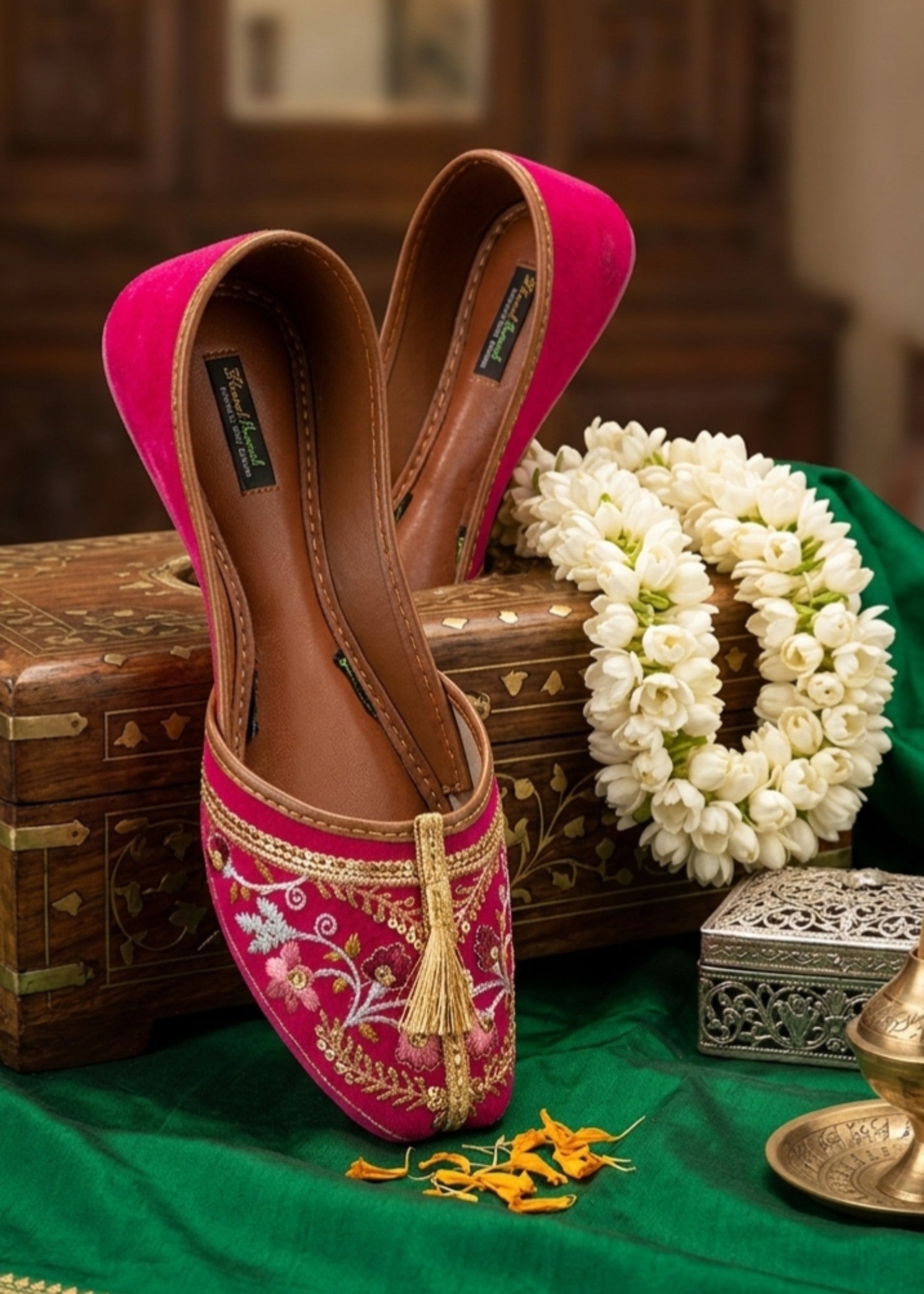 Pakistani Wedding Khussa Velvet Pink Online in UK USA Canada