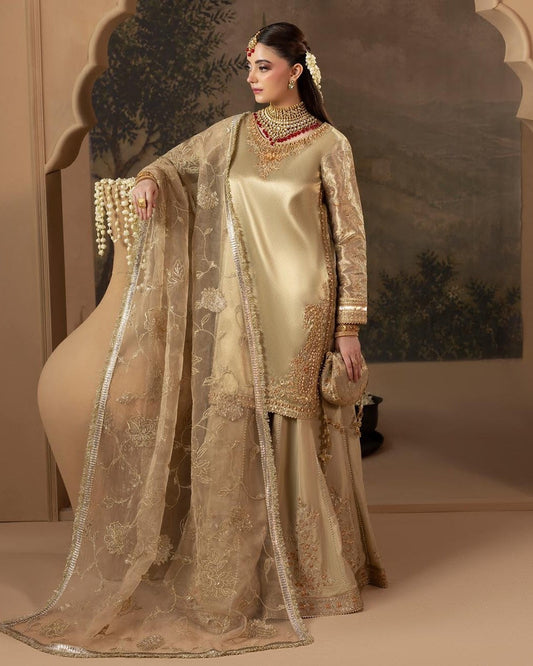 Pakistani Wedding Sharara Suit with Organza Dupatta Online in Dubai DXB UAE Abudhabi Meena Bazaar