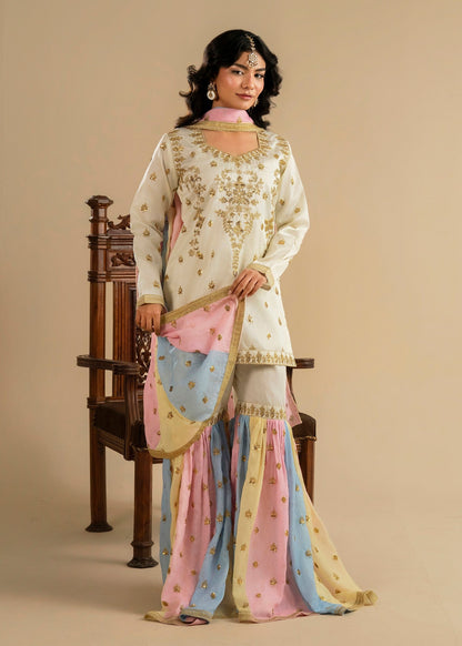 Pakistani Wedding Wear Ivory Gharara Online in Dubai DXB UAE Abudhabi Meena Bazaar