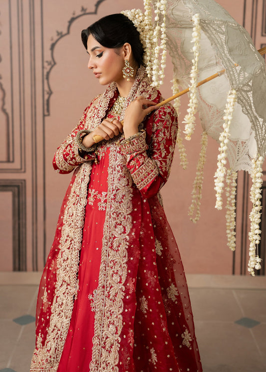 Pakistani Wedding Wear Red Embroidered Maxi Online in KSA Riyadh Saudi Arabia Oman Bahrain Qatar