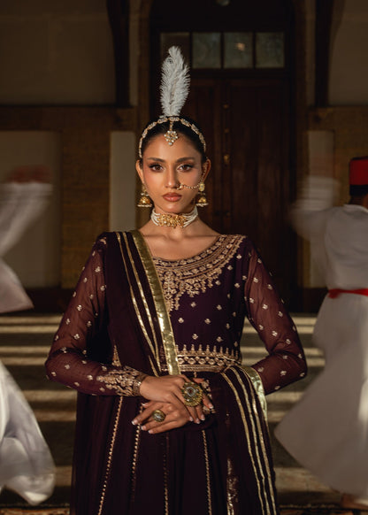 Pakistani Wine Chiffon Embroidered Suit Online in KSA Riyadh Saudi Arabia Oman Bahrain Qatar