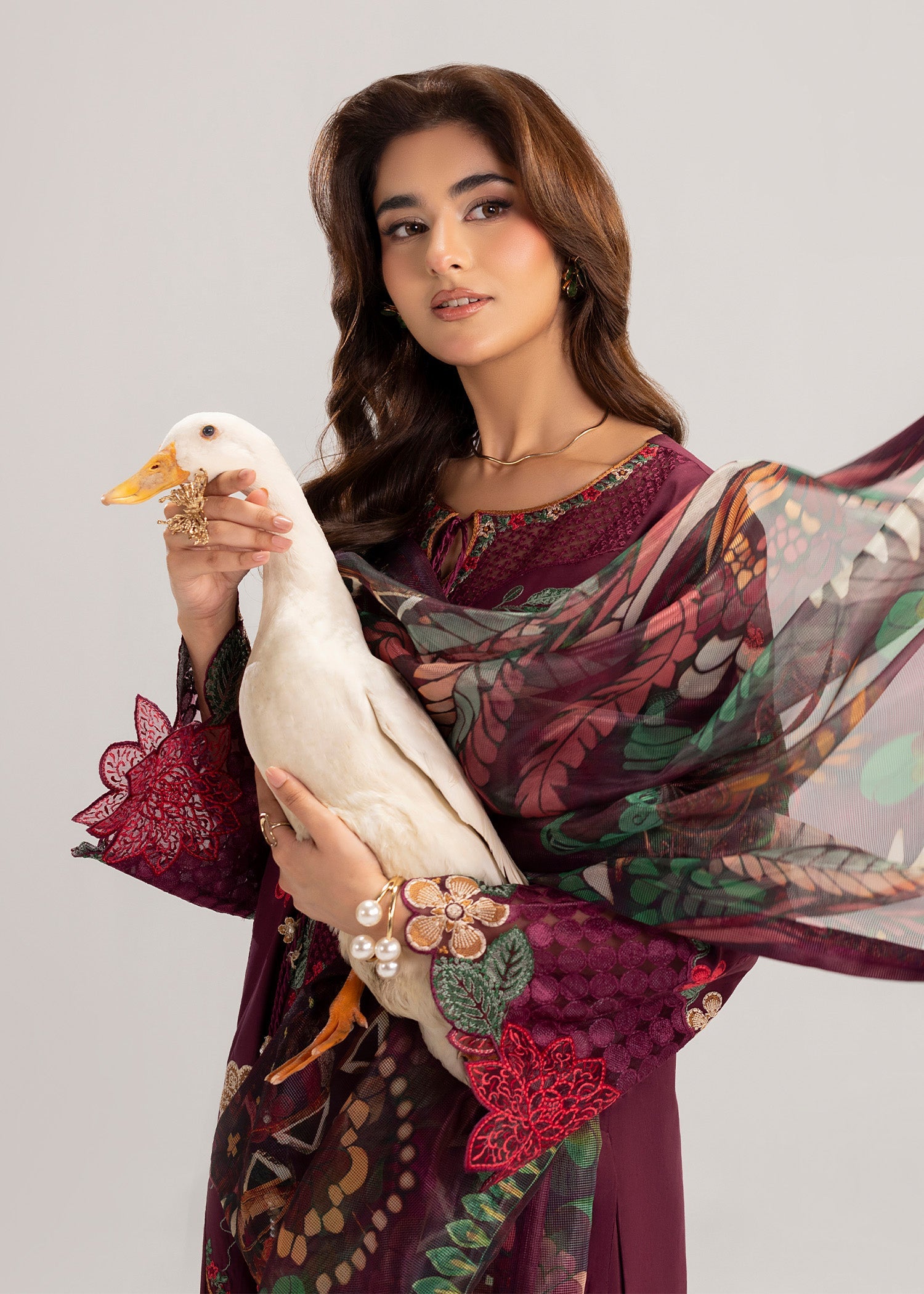 Pakistani Wine Embroidered Lawn Party Wear Suit Online in KSA Riyadh Saudi Arabia Oman Bahrain Qatar